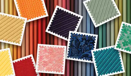 Multiple fabric swatches in multiple colors.